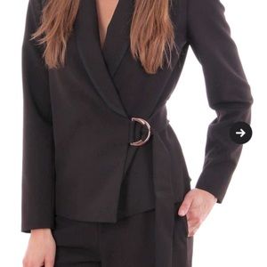 TED BAKER Adaar D-Ring Tailored Suit Jacket, Black; size 3 (8-10 US)